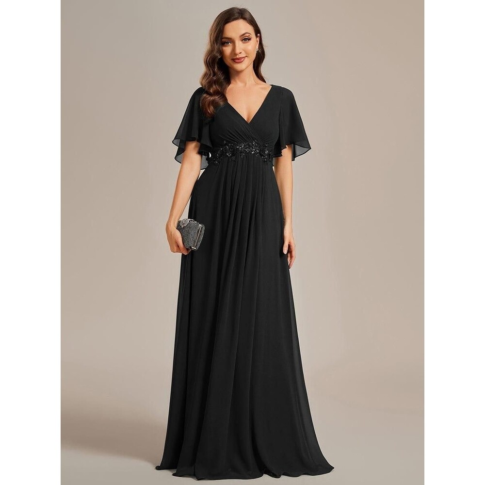 NWT Ever Pretty Women's Chiffon A-line V-Neck Floor Length Maxi Dress - Size 14